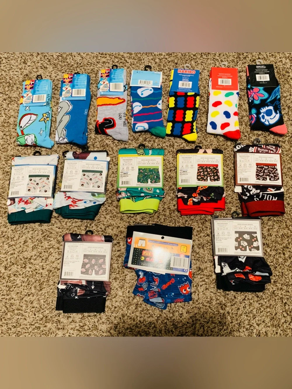 7 Pairs of Pop Culture Themed Socks and 8 Pairs of Underwear New With Tags!